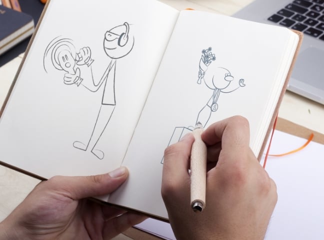 Sketchbook with drawings