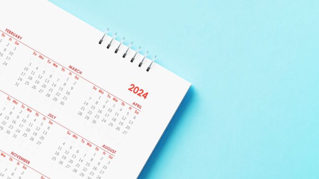 Planning marketing for 2024 - an image of a calendar.