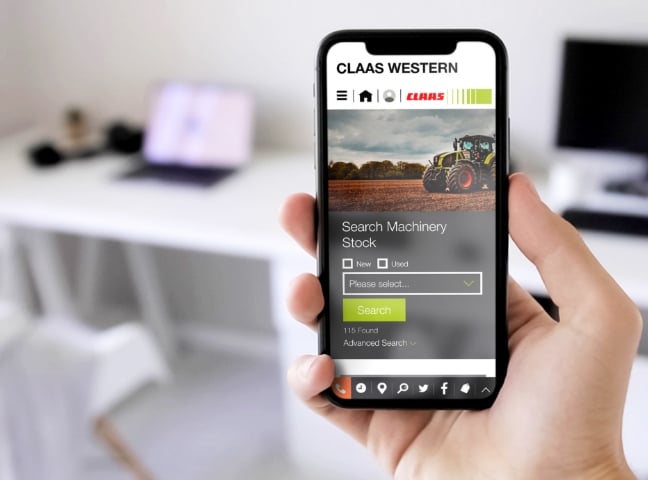 CLAAS Western website on a mobile
