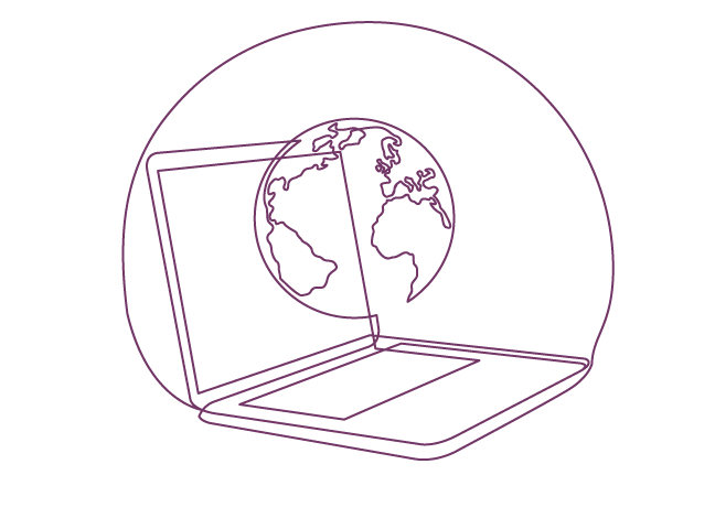 Illustration of a laptop and the planet earth