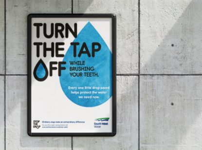 Poster with turn off tap South West Water advert
