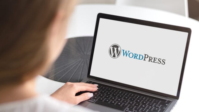 WordPress logo on laptop screen image