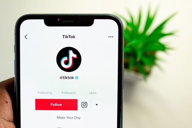 An image of a smartphone with the TikTok app open.