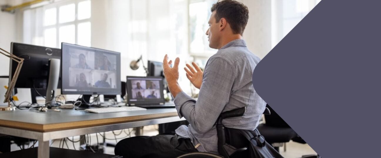 Man interviewing several people via video call