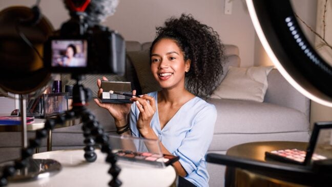 An influencer filming a video