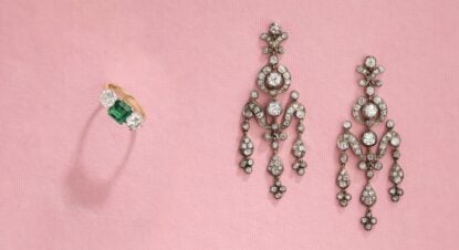 Jewellery on a pink background