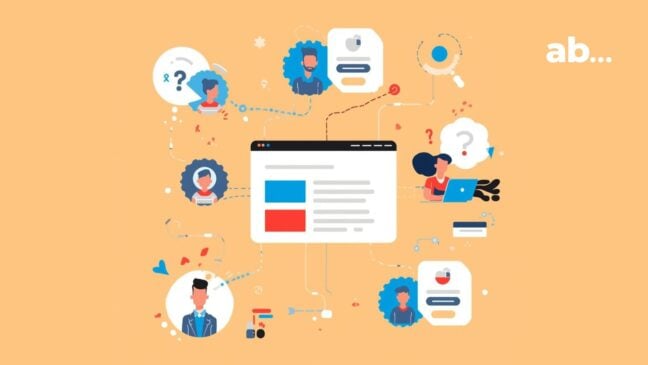 Cartoon users navigating a website