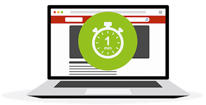 A laptop showing a 1-minute timer