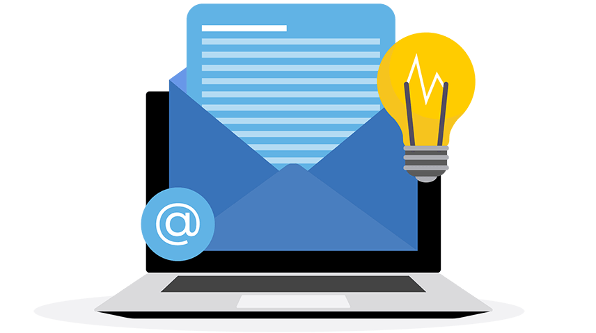 Illustration of an email using energy.